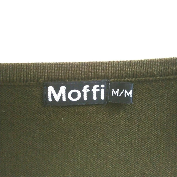 Moffi Boho  Bohemian Retro Knit Shirt with Circle Designs Olive Green M - Picture 6 of 8